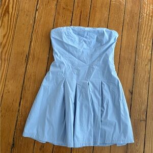 Strapless Forever 21 Light Blue Dress with Pleated Details